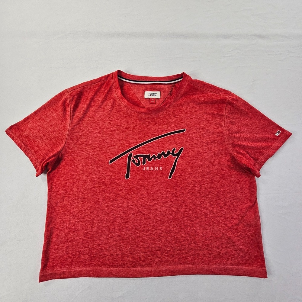 Tommy Hilfiger Tommy Jeans Red Short Sleeve Boxy Fit T-Shirt Women's S